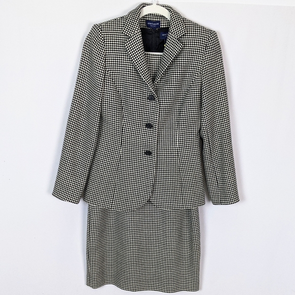 Ann Taylor Other - VINTAGE 90s Ann Taylor Dress Blazer Two Piece Suit Set Wool Houndstooth sz.8P